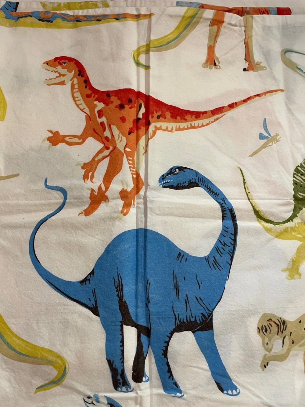 Pottery Barn Kids 100%Cotton “Finn Dino” with Blue, Yellow & Red dinosaurs